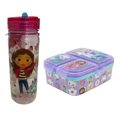 LA CASA DE GABBY - Pack Escolar Gabby Dollhouse Tomatodo Con Cañita + Taper Multiple XL