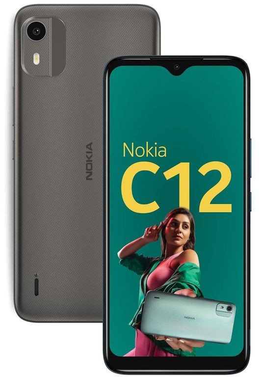 Smartphone C12 Android 12 Go Edition Batería 3000 mAh ALL Day 4GB RAM (2GB + 2GB EXT)+ 64GB ROM Charcoal