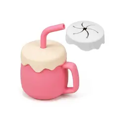GENERICO - Vaso Antiderrame de Silicona con Aza y Porta Snack para Bebé Niña