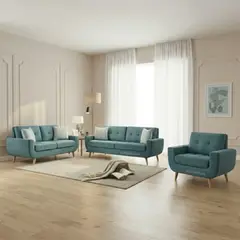 ALTO HOGAR - Juego de Sala 3 2 1 Karime Turquesa - Tapiz Antifluido