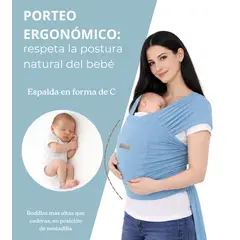 CERDITA - FULAR PARA BEBÉ CON BOLSILLO COLOR CELESTE