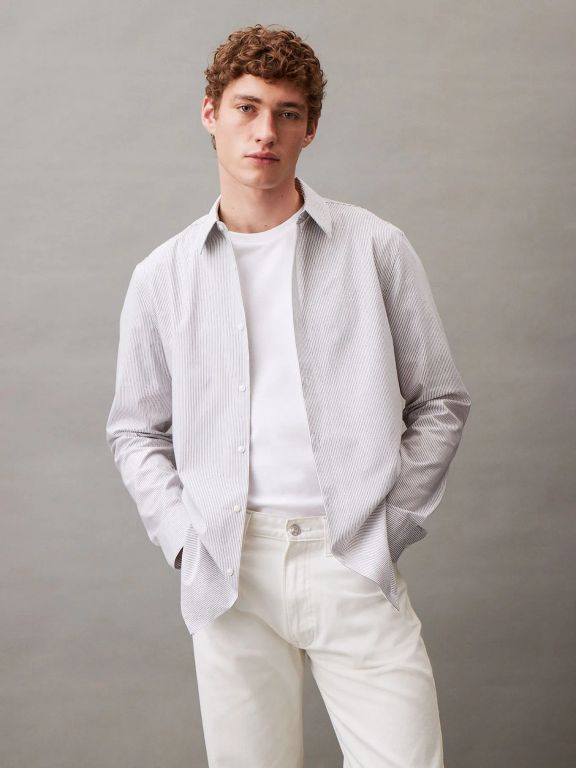 CAMISA LS THIN STRIPE STRETCH SLIM SH