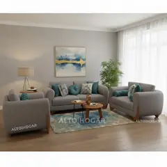 ALTO HOGAR - Juego de Sala Amarantha 3 2 1 Tapiz Antifluido Gris