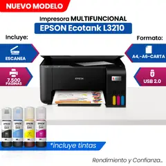 EPSON - Impresora Multifuncional de tinta EcoTank L3210 Imprime Escanea Copia USB
