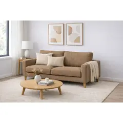 ARTSOFA - Sofá Tres Cuerpos Nordik Marrón Claro Antifluido + Obsequio