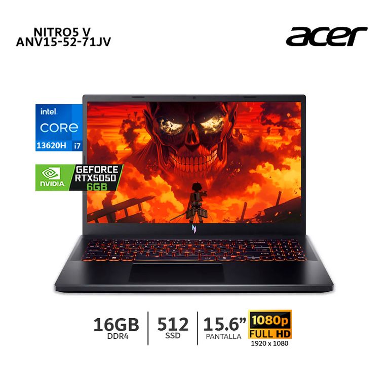 Laptop Nitro5 V ANV15-52-71JV Ci7-13620h 16Gb Ram,512Gb SSD,15.6" FHD RTX 5050 6Gb-NHQZ7AL001