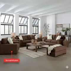 GENERICO - Juego de Sala beele 3-2-1 con banqueta en tela antifluido