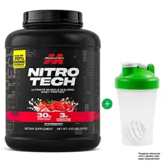 MUSCLETECH - Nitrotech Whey Protein 4 LBS Proteina - Fresa + Shaker