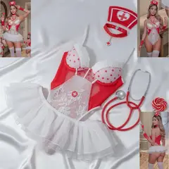 GENERICO - LENCERIA SEXY DISFRAZ ENFERMERA TRANSPARENTE CORSET TALLA S-M-L