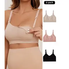 GENERICO - Conjunto de 3 sostenes de lactancia - talla L