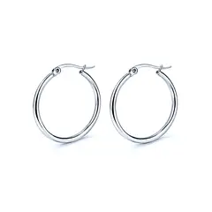 GENERICO - Argollas de Acero con Baño de Plata 1.5 cm, 2 cm y 2.5 cm