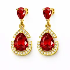 GENERICO - Aretes Colgantes Gota Cristal Brillante Dorado Elegante Mujer Fiesta