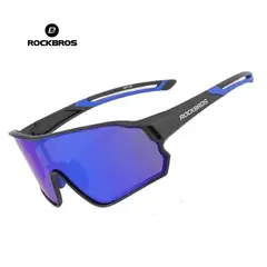Rockbros - LENTES SOL POLARIZADO DEPORTIVO CICLISMO AZUL UV400