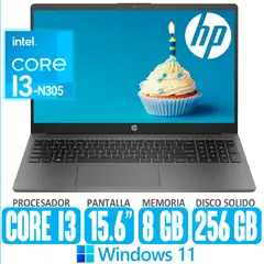 HP - Laptop Core i3 N305 RAM 8gb SSD 256gb Pantalla 15.6 Windows 250 G10