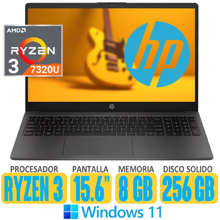 Laptop Ryzen 3 7320U SSD 256gb RAM 8gb Pantalla 15.6 Windows gris