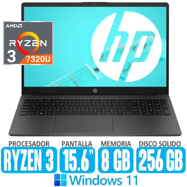 Laptop Ryzen 3 Pant. 15.6 SSD 256gb RAM 8gb con Windows 11 Ryzen 3-7320U