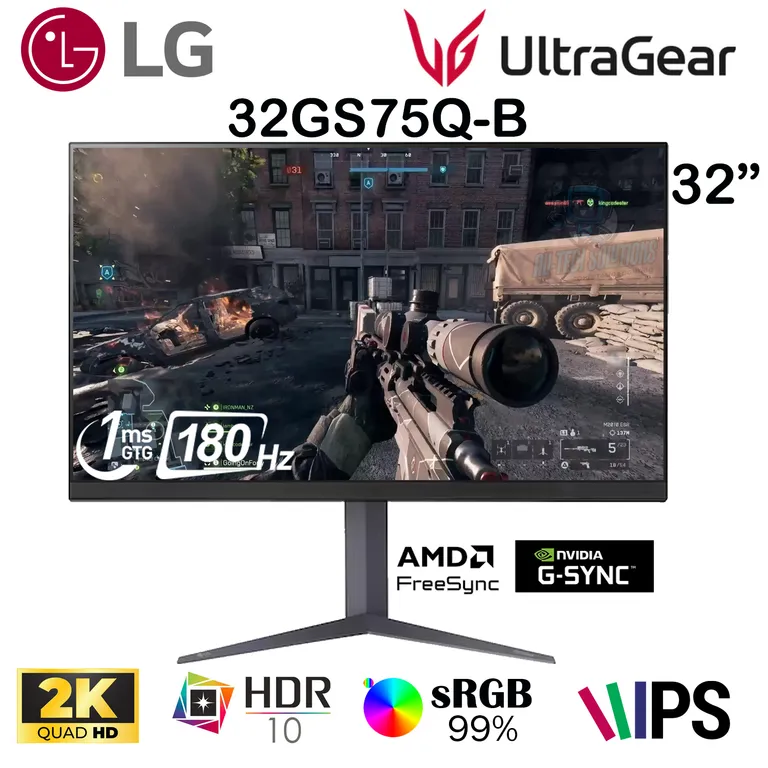 MONITOR GAMER UltraGear 32GS75Q-B QHD 32 " IPS 180Hz 1Ms HDR10 USB-C