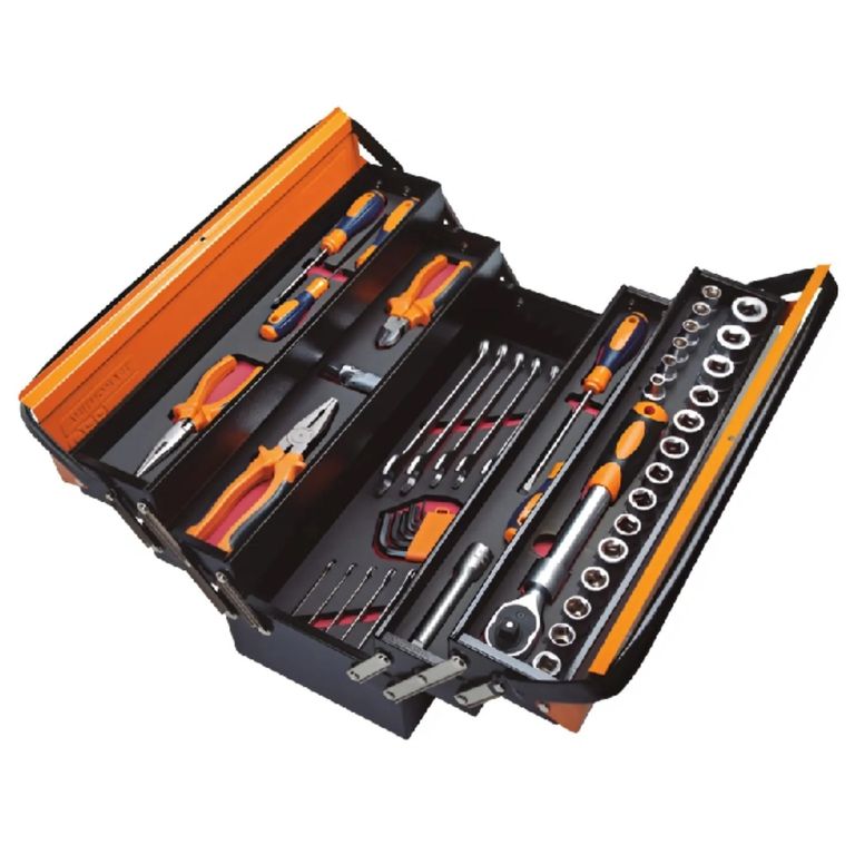 Caja metálica 5 bandejas cantiléver de herramientas con herramientas 58 piezas 44952/958