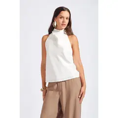 LUVARO - Blusa Satin Cuello Halter