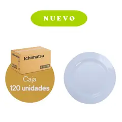 ICHIMATSU - Plato Tendido de Melamine Blanco 9" - 22.8 cm - Caja 120 Piezas.