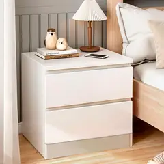 GENERICO - Mesa de Noche Moderna de 2 Cajones – Compacta y Funcional