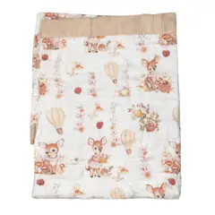 CERDITA - Manta Muselina para Bebé 4 Capas con ribete 100% algodón - venadito