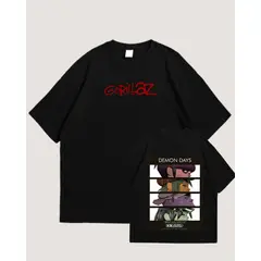 GENERICO - Polo Gorillaz Oversize Algodón Negro Oversized