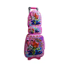 GENERICO - Set escolar de mochila con ruedas mas lonchera y cartuchera Zootopia