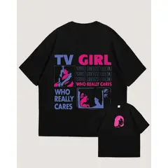 GENERICO - Polo TVGirl Oversize Algodón Negro Oversized