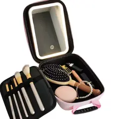 GENERICO - Bolsa de Maquillaje estuche neceser con Espejo con Luz LED