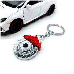 GENERICO - Llavero Exclusivo Estilo Aro De Neumático Con Caliper Rojo
