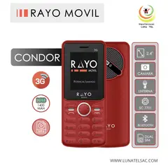 GENERICO - CELULAR RAYO 3G color ROJO BATERIA DE 1400