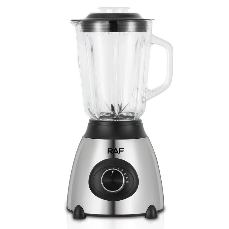 Licuadora RAF 1.5 Lts Vidrio 5V + Pulso Base Acero Inox R295