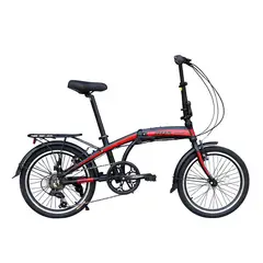 GENERICO - Bicicleta Plegable Aro 20 de Aluminio con Cambios Shimano - Rojo
