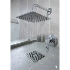 GENERICO - DUCHA ESPAÑOLA 15x15 + LLAVE DE DUCHA COMPLETA AGUA FRIA + SUMIDERO 10x10