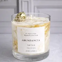 GENERICO - Vela Aromática de Cera de Soya con Cuarzo Pirita Alma Gemela