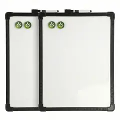 IMPORTADO MC - Set x2 Pizarra acrílica blanca 35 x 25 cm con plumón y 2 motas