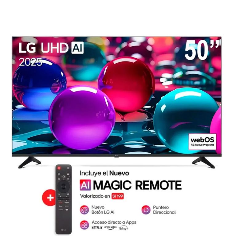 Televisor LED 4K UHD THINQ AI SMART 50" 50UA7300PSB + Control Magic 2025