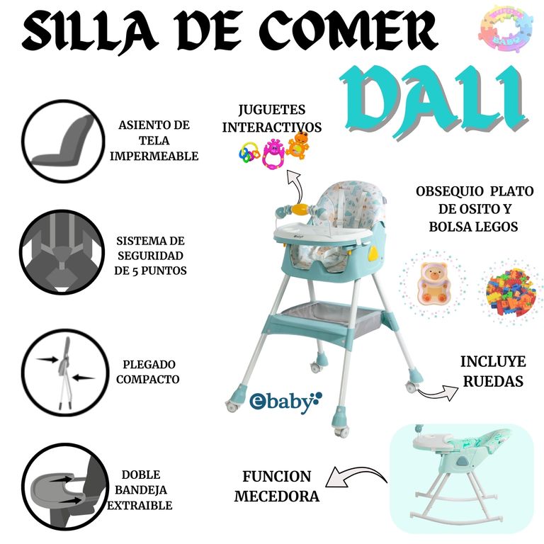 SILLA DE COMER CON MECEDORA Y RUEDAS DALI 633-1