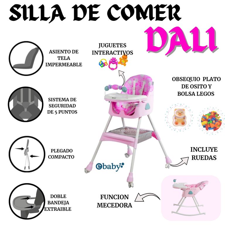 SILLA DE COMER CON MECEDORA Y RUEDAS DALI 633-1