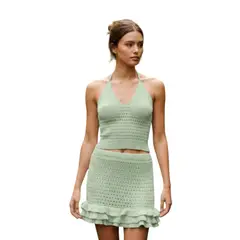 GENERICO - Conjunto Mujer Top Halter Hilo Algodon 358-26 Color Menta