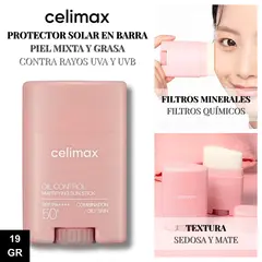 CELIMAX - Protector Solar en Barra Piel Mixta y Grasa - Oil Control Mattifying Sun Stick 19gr