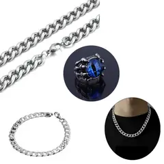 GENERICO - Cadena - Pulsera y anillo ojo de dragon Acero Inoxidable 8mm Set