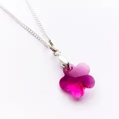 SIFRAH SHOP - Collar de Plata 925 con Dije Flor de Cristal Morada para Mujer - Joyería Fina Elegante Ideal Regalo