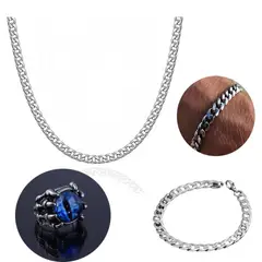 GENERICO - Cadena - Pulsera y anillo ojo de Águila Acero Inoxidable 8mm Set