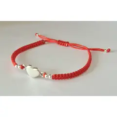 GENERICO - Pulsera Corazón - Hilo Rojo y Plata