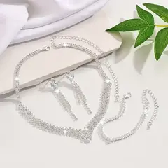 GENERICO - COLLAR MUJER +ARETE+ ANILLO + PULSERA