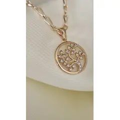 GENERICO - Collar Árbol de la Vida Pétalos Circonitas