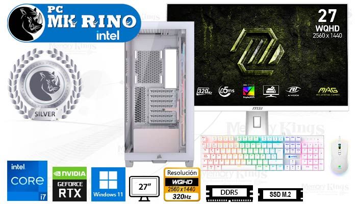 Computadora Core i7-14700KF 3500X RS-R White 16GB 1TB 27 RTX 5060 Windows 11