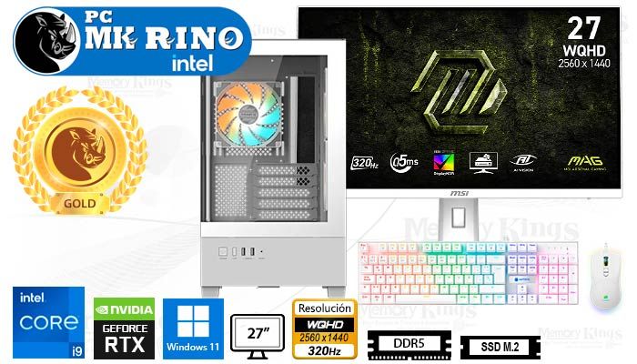 Computadora Core i9-12900KF C201 Panoramic White 16GB 1TB 27 RTX 5060 Windows 11